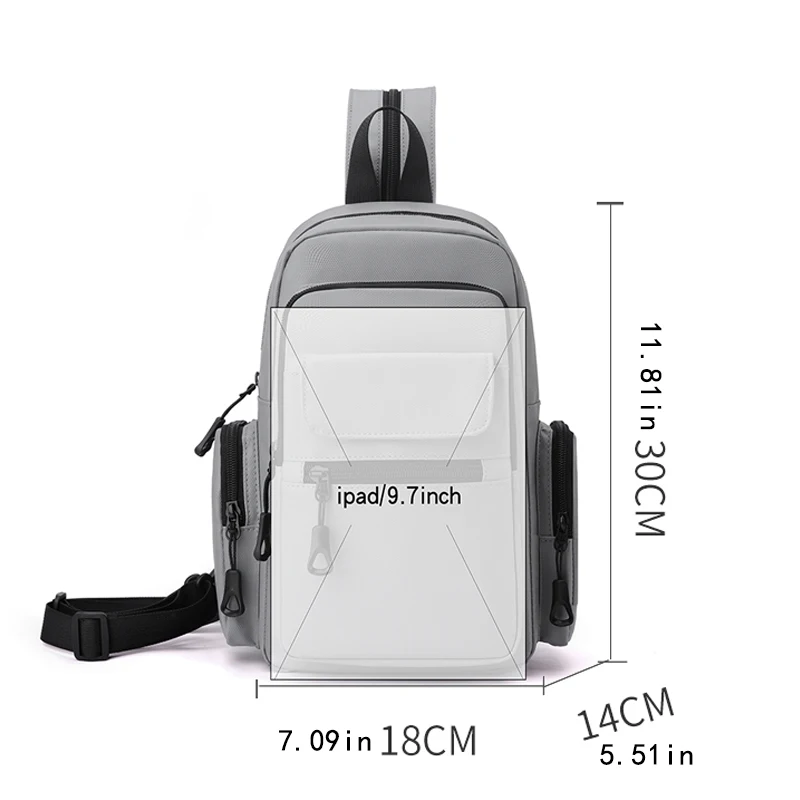 Adjustable strap chest bag, multi-functional backpack, sports bag, backpack, zipper anti-theft pocket, suitable for daily commut