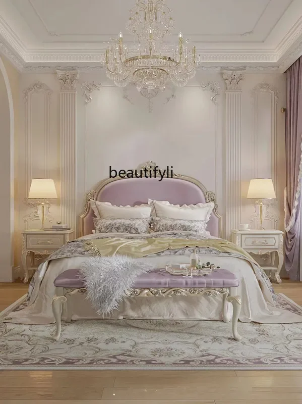 

A16 French light luxury court style solid wood bedside stool luxury master bedroom, home