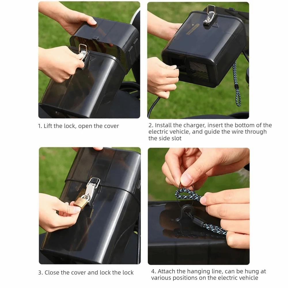 Transparent Electric Vehicle Charger Cover Black White Rainproof Waterproof Box Dustproof Heat Dissipation Storage Box Storage