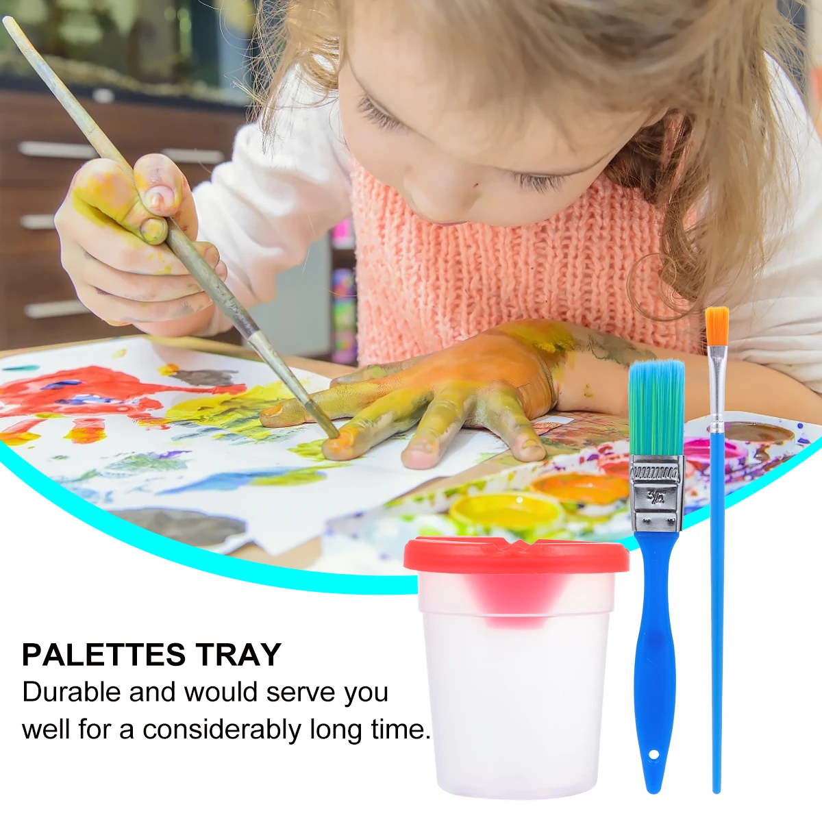 

1 set Kid Painting Tools Fine Art Accessories Set Wash Cup Brush Tray Classroom Supplies
