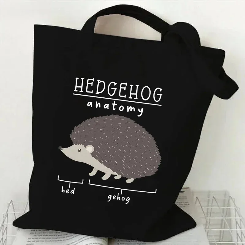 

Hedgehog Wearing Red Glasses Print Shoulder Bag Women Men Resuable Eco Cartoon Animal Tote Bag Harajuku Fashion Hedgehog Handbag