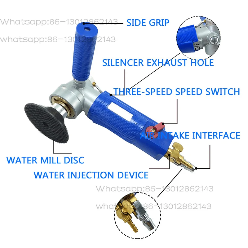 Water-Injection 3-Inch  Pneumatic Water Mill Electroless Cloud Jade Marble Smooth Polishing Grinding and Polishing Machine