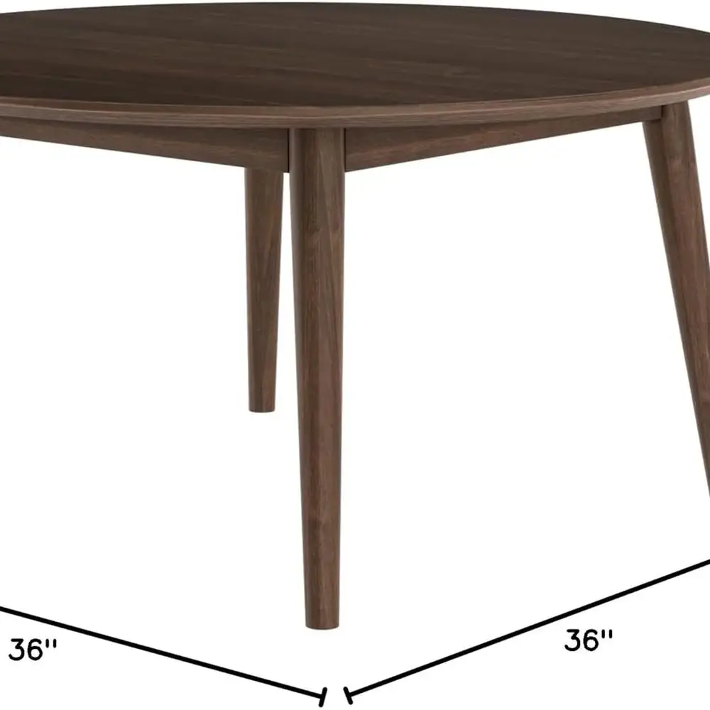 Mid Century Walnut Coffee Table, 36 Round Living Room Center Table, Ideal for Small Spaces