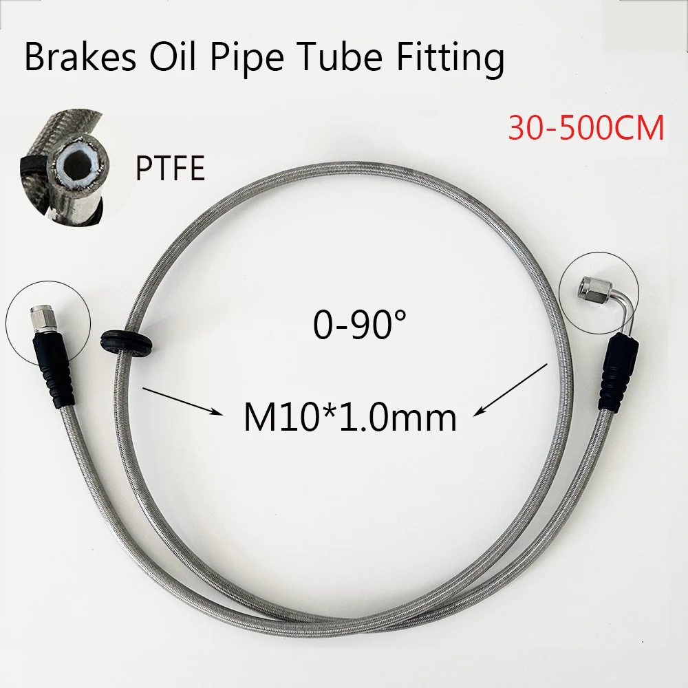 

1 pcs PTFE Stainless Braided Universal Brake Hose Clutch Oil Line Tube Assy Brake Pipes 30-500CM 0-90° Oil Pipe Tube Fitting