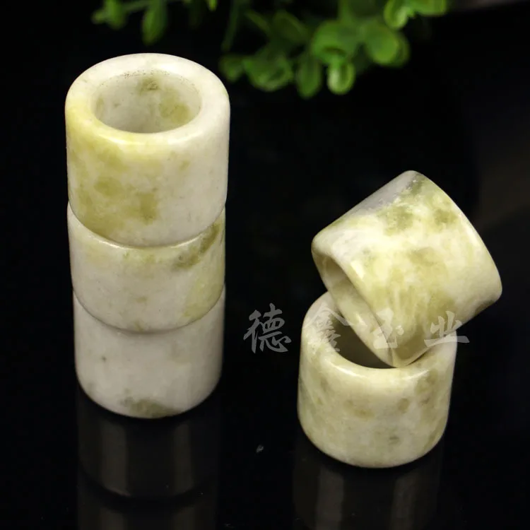 Natural Green Jade Thumb Ring Men Jadeite Bands Fine Jewelry Accessories Real Chinese Huanglong Jades Stone Wide Rings Male Gift