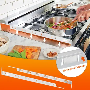 Kryty mezer sporáku, Výplň mezer kuchyňského sporáku, Hliníkový kryt mezery trouby, délka 25,59 palce, Tepelně odolný a snadno čistitelný 8 nejlepší prodej kryt mezery sporáku - №5