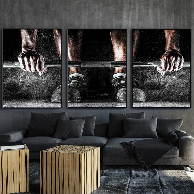 1PC  Weightlifting Man Gym Sports Fitness Poster and Prints Canvas Painting Bodybuilding Wall Art Gym Decoration Home Decor P