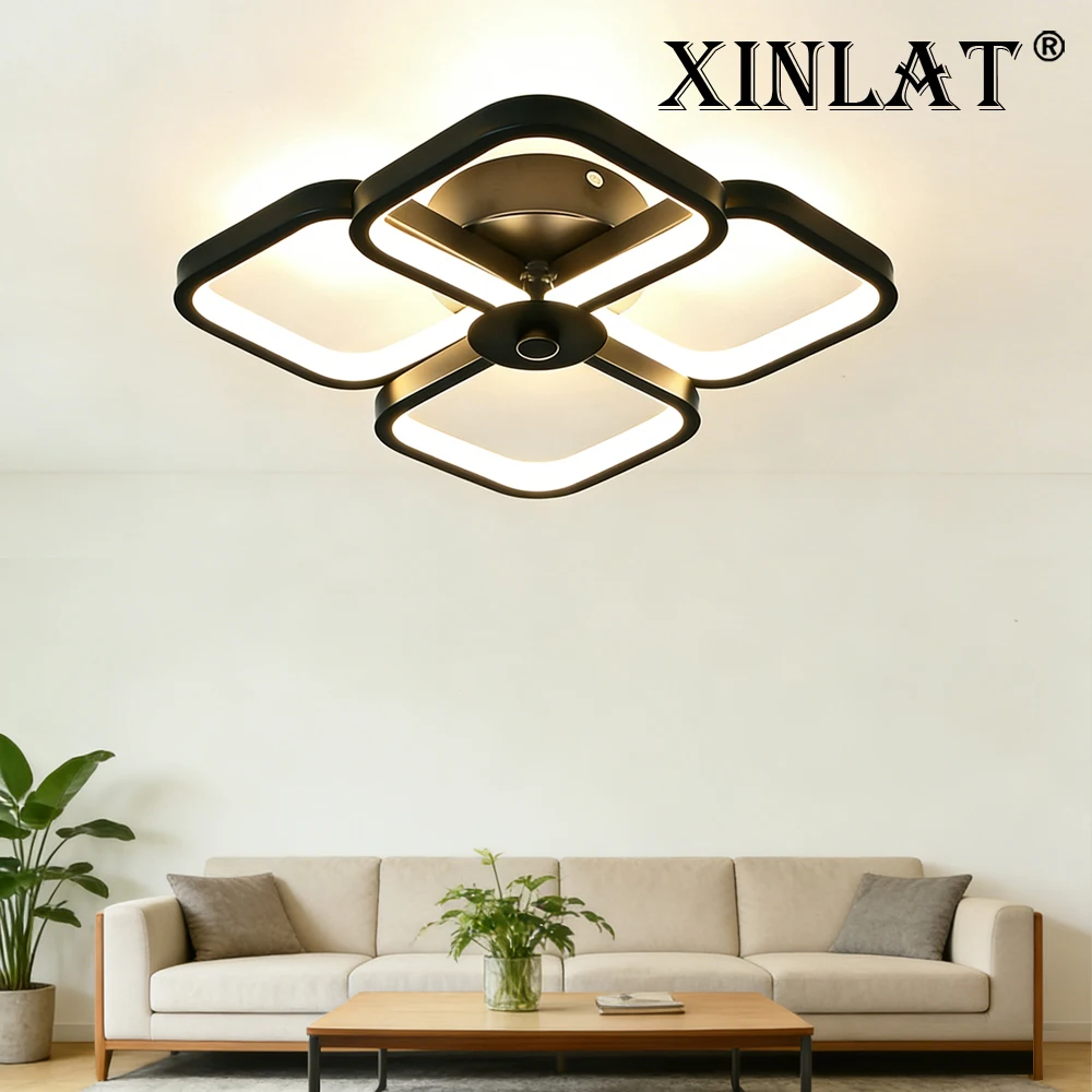 

Современный скандинавский светодиодный потолочный светильник с регулируемой яркостью, квадратный, с дизайном в виде цветка, для прихожей, спальни, фойе XINLAT