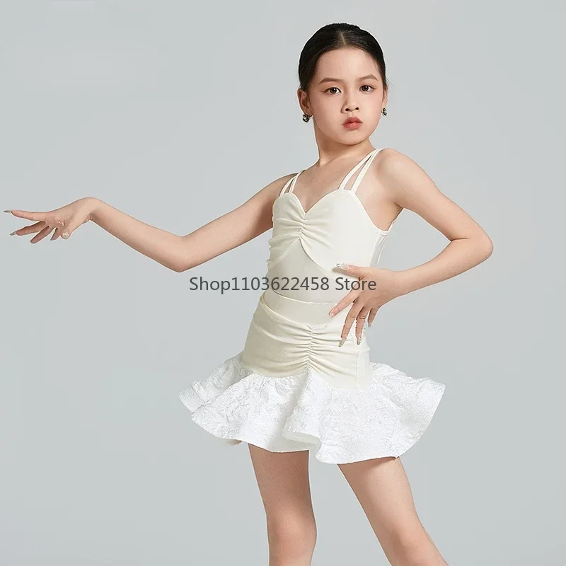 Rumba Tango Samba Latin Dance Dress Meisjes Kind Wedstrijd Ballroom Dansjurken Meisjes Latin Oefenkleding Kids Dansrok