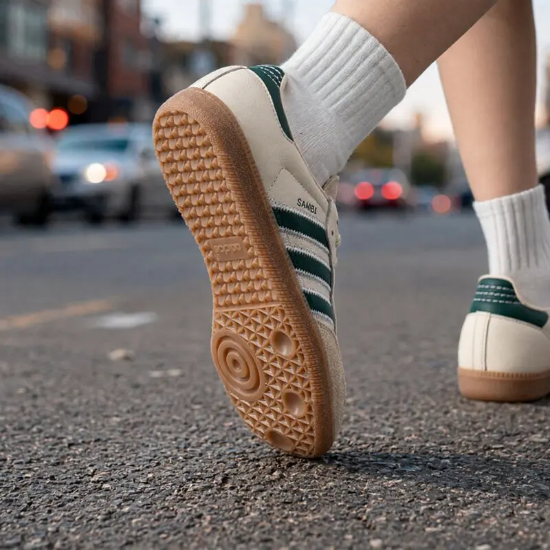 Adidas Originals KK2277 Low Top Skate Shoes Off White Forest Green Full Grain Leather Gum Rubber Outsole Retro Casual Sneakers
