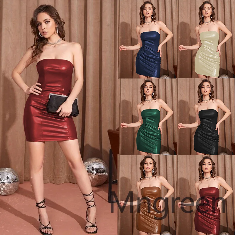 2025 neuer PU-Lederrock für Damen, sexy, hüftumwickelter, enger Rock, europäisches und amerikanisches großes Ins-Röhrenoberkleid