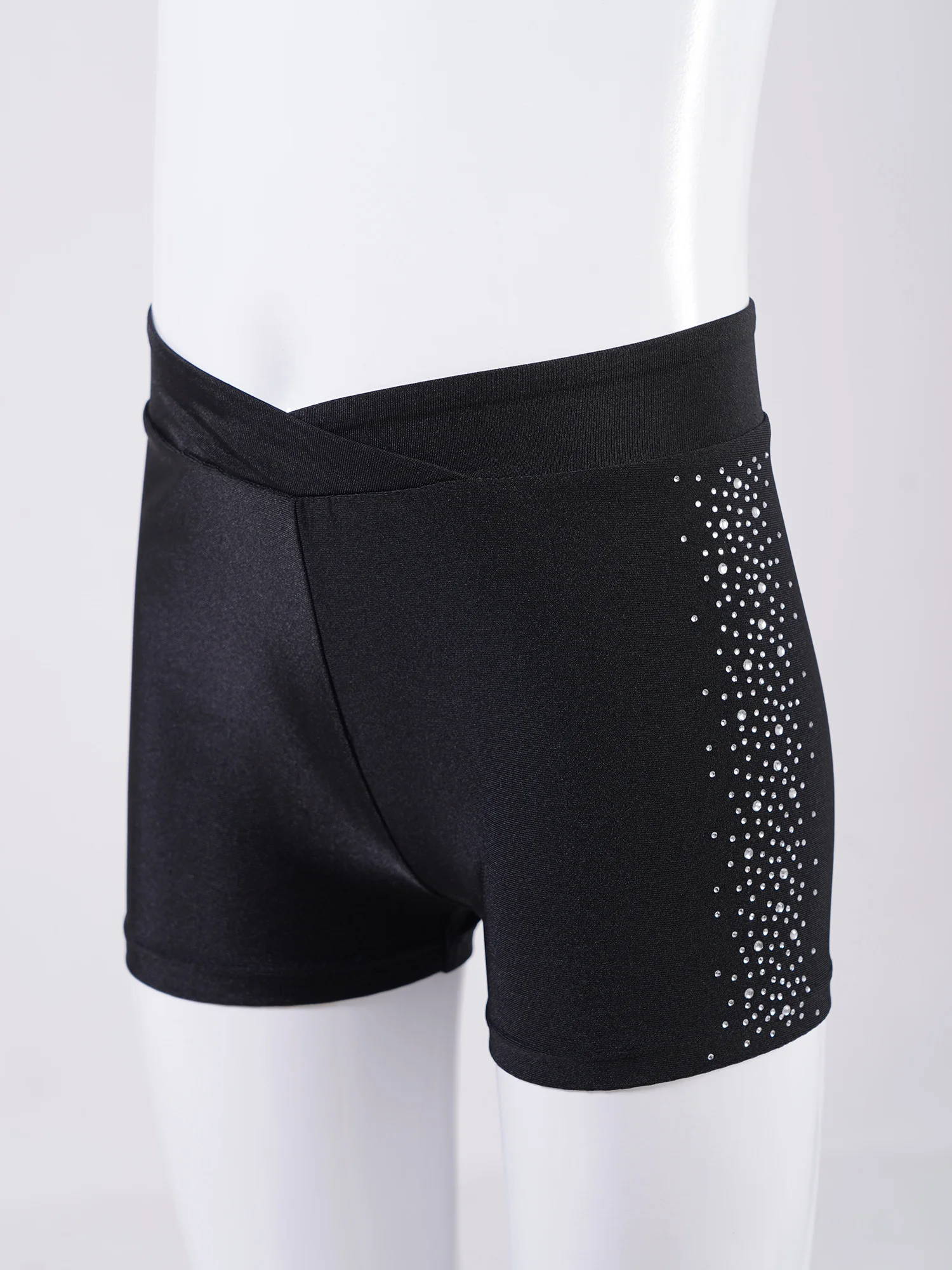 Pantaloncini da ballo per bambina con strass elastico in vita pattinaggio artistico ginnastica pantaloncini da ballo moderni Jazz pantaloncini Hip-hop Dancewear