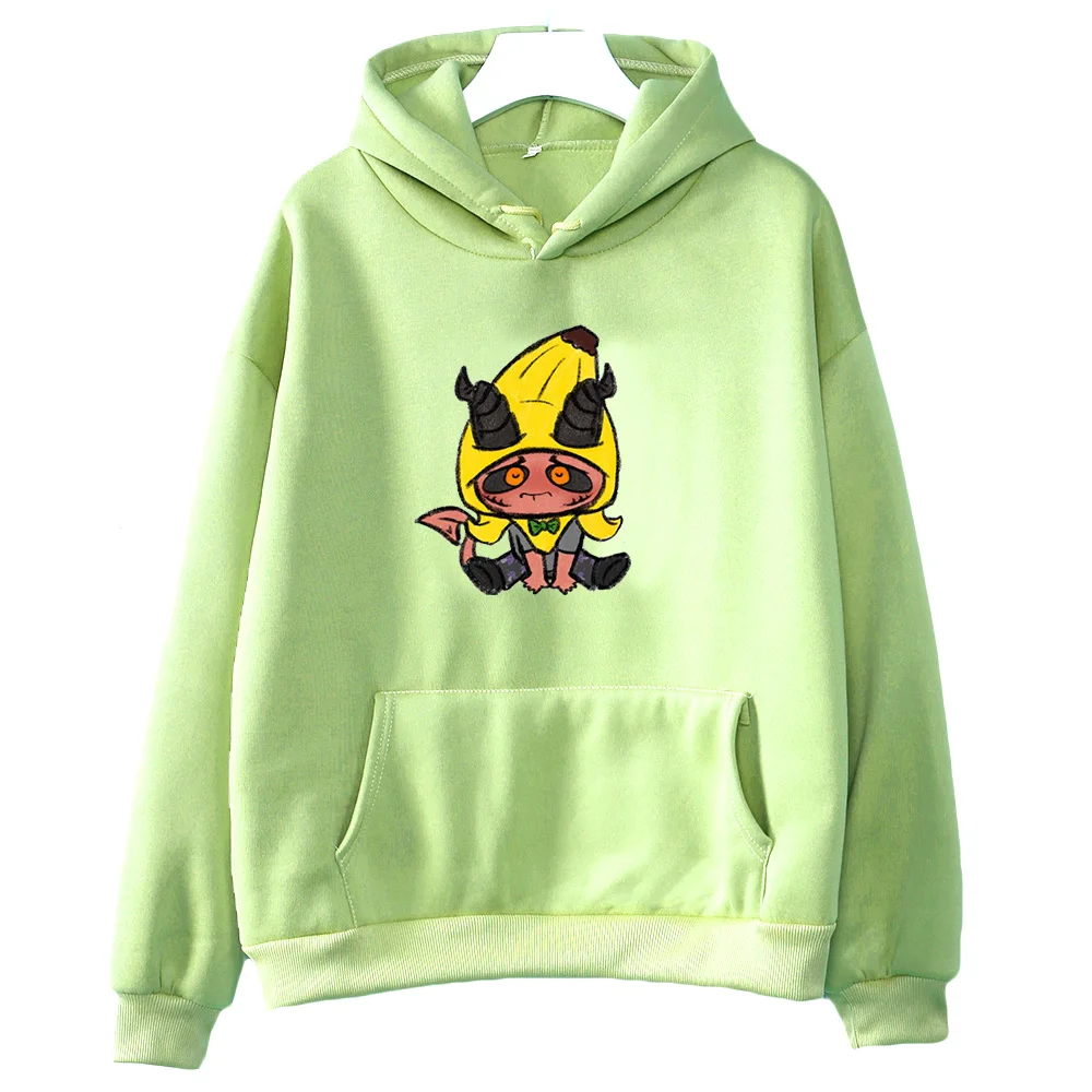Cute Hellrider Cartoon Print Hooded Anime Print Harajuku Kawaii Sweatshirts With Pocket Fleece Clothing Moletom Casual Pullovers