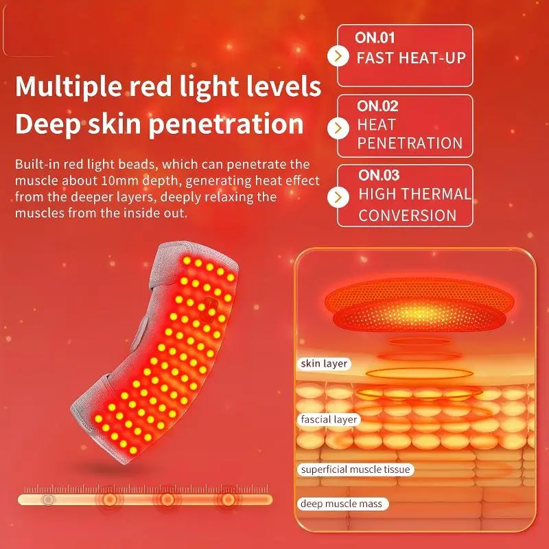 USB 660nm Red Light Electric Heating Elbow Wrap Massager, Equipped with 40-90 Lamp Beads,  Joint Comfort and Fatigue Relief view 5