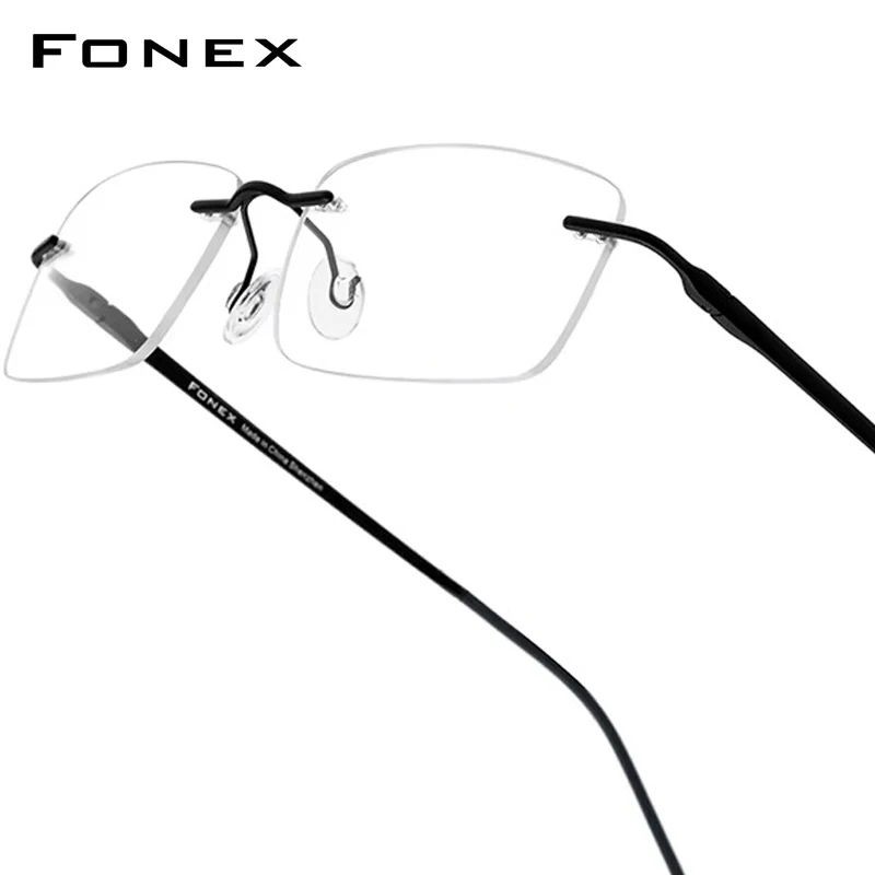 FONEX Rimless Titanium Glasses Frame Men Brand Design Frameless Eyeglasses Women Ultralight Screwless Japanese Eyewear 85853
