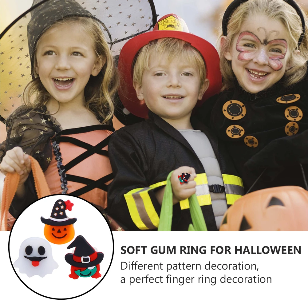 

9 Pcs PVC Rings Glowing Soft Rubber Halloween Party Toy Kids Child LED Plastic Ring Decorative Finger Accessories