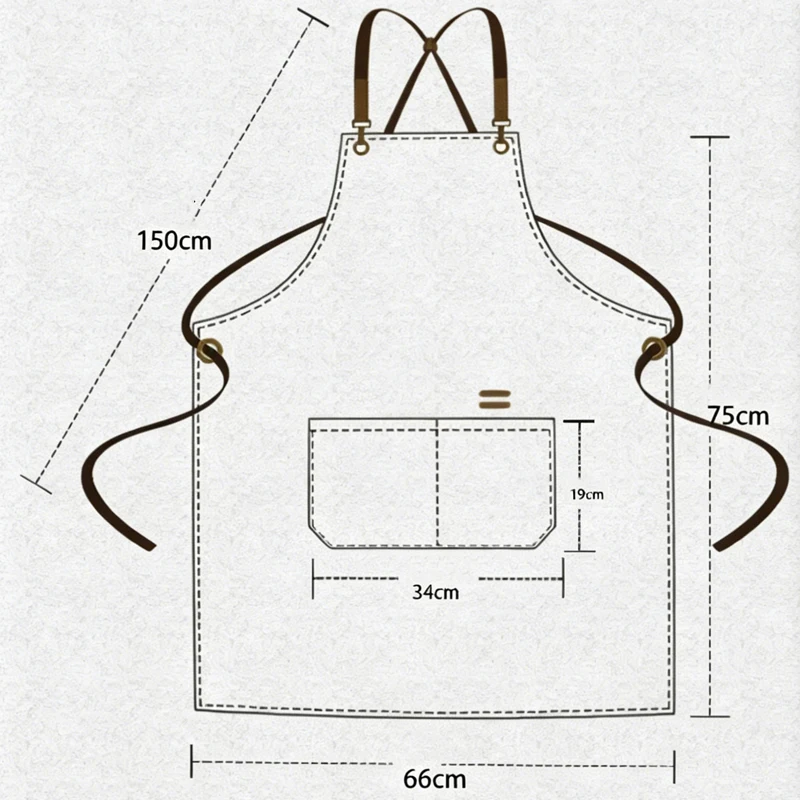 Personalized Adjustable Cross Back Apron Thick 50% Cotton Apron for Cake Shop, Coffee Shop Florist Bib Apron with Pockets view 6