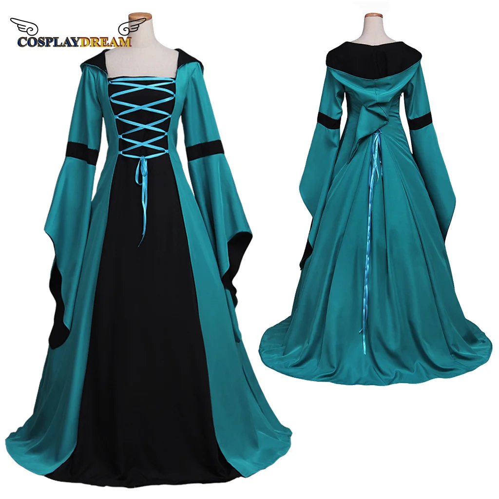 

Medieval Noble Ball Gown Adult Ladies Custom Victorian Hooded Dress Gothic Evening Dress Green Vampire Dress