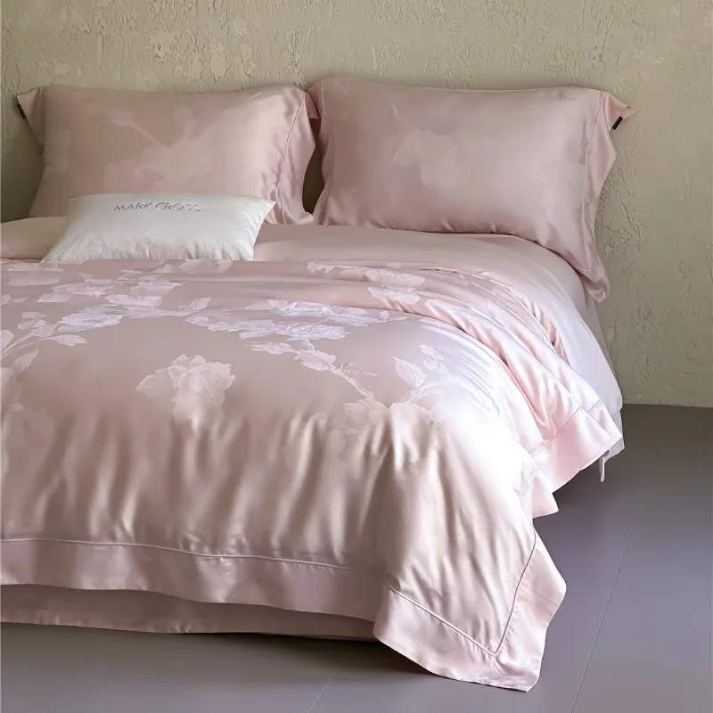 Soft and elegant dark pattern jacquard ultra-fine denier Lenzing Tencel four-piece set of silky grade bedding
