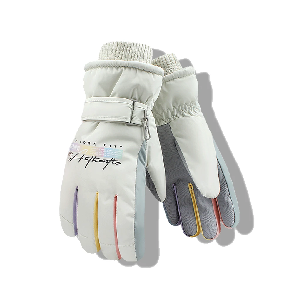 Guantes cálidos de esquí para invierno, guantes deportivos térmicos a prueba de viento con letras a la moda, guantes de ciclismo impermeables con pantalla táctil para moto de nieve