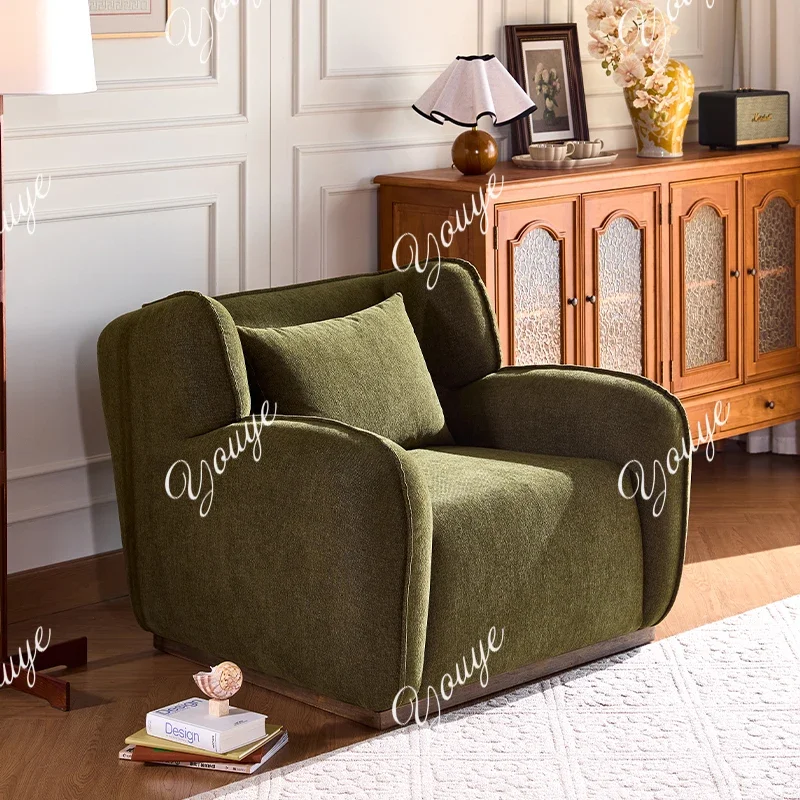 

8 French Vintage Chenille Single Sofa Living Room Designer Style High-end And Comfortable