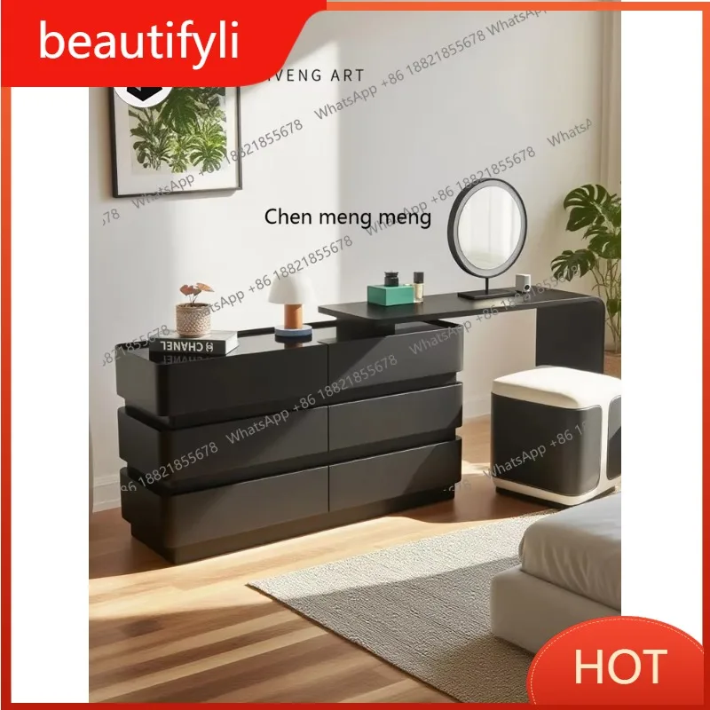 A139 Solid wood dresser chest integrated bedroom modern simple makeup table corner end of bed storage cabinet