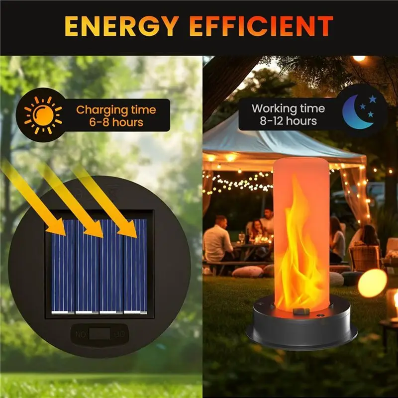 Stable- 4 Pack Replacement Solar Light Tops with Flickering Flame,Waterproof Outdoor Solar Light Parts Lantern Replacement Kit