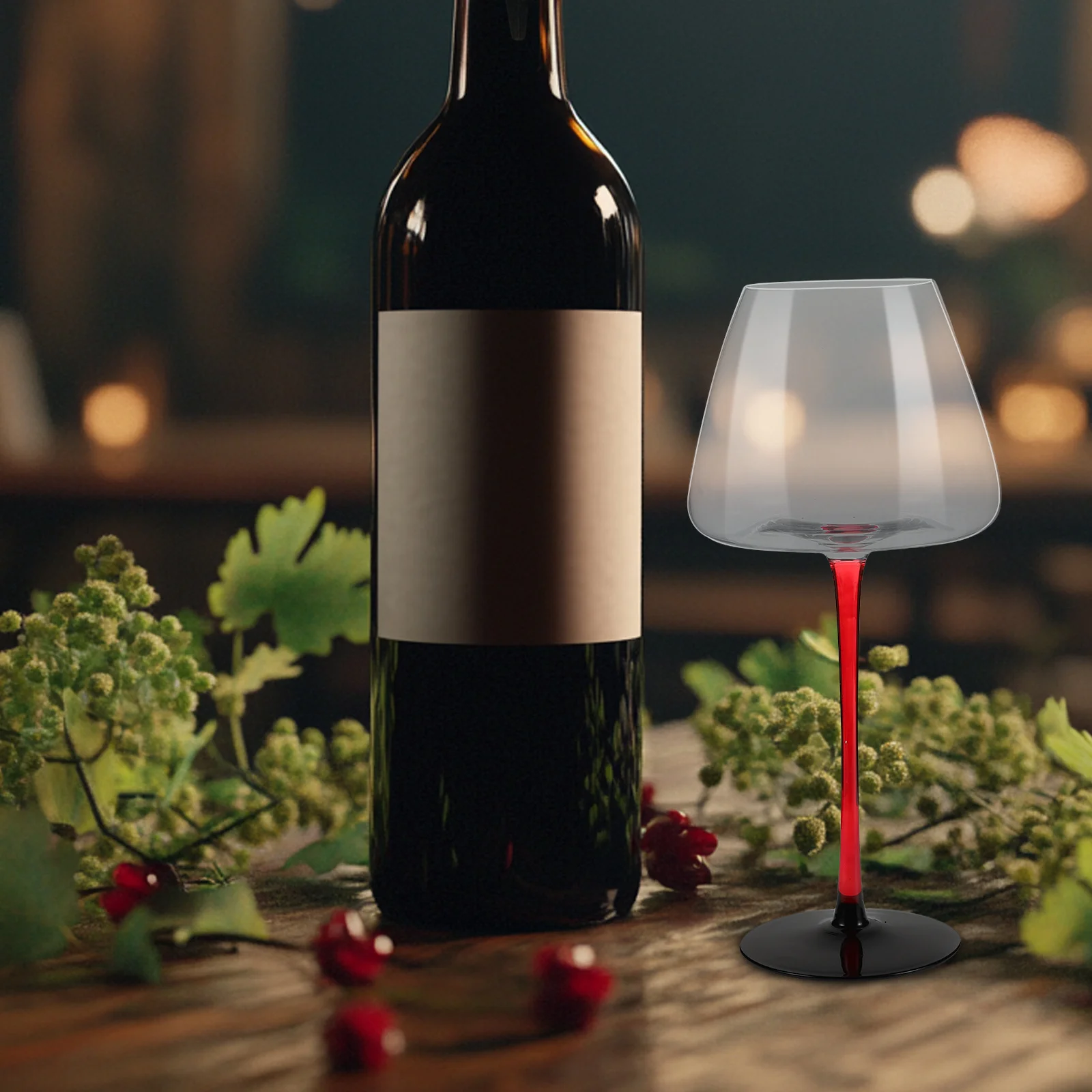 

Burgundy Wine Glasses Red Stem 710ml Tall Stem Crystal Goblets Wine Tasting Party Holiday Glassware Glass Drinks Cups