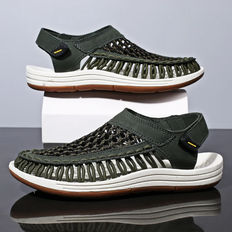 

Summer New Sandals Men's Brand Designer Fashion Casual Outdoor Waders Large Size Hand-woven High Quality Beach Sandals For Men