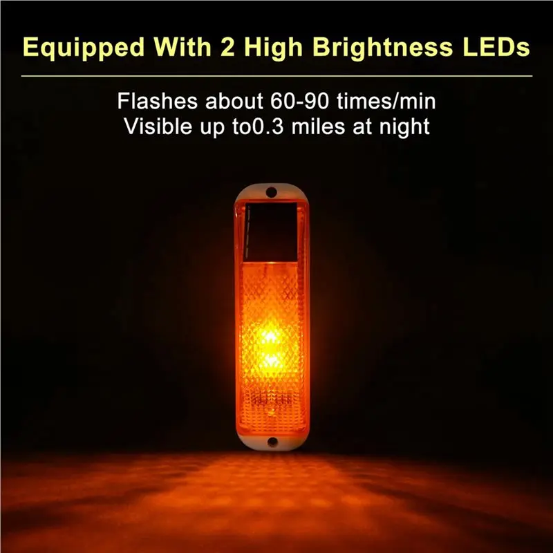 AFOURT-Solar Warning Lights, Bright Solar Strobe Lamp Magnetic Base, Waterproof LED Beacon Safety Light Outdoor 16 Pack Yellow