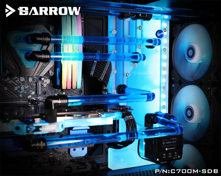 Imagem -04 - Barrow Distroplate Sistema de Refrigeração de Água Cooler Master C700m Case C700m-sdb pc Gaming 5v 3pin Waterway Board