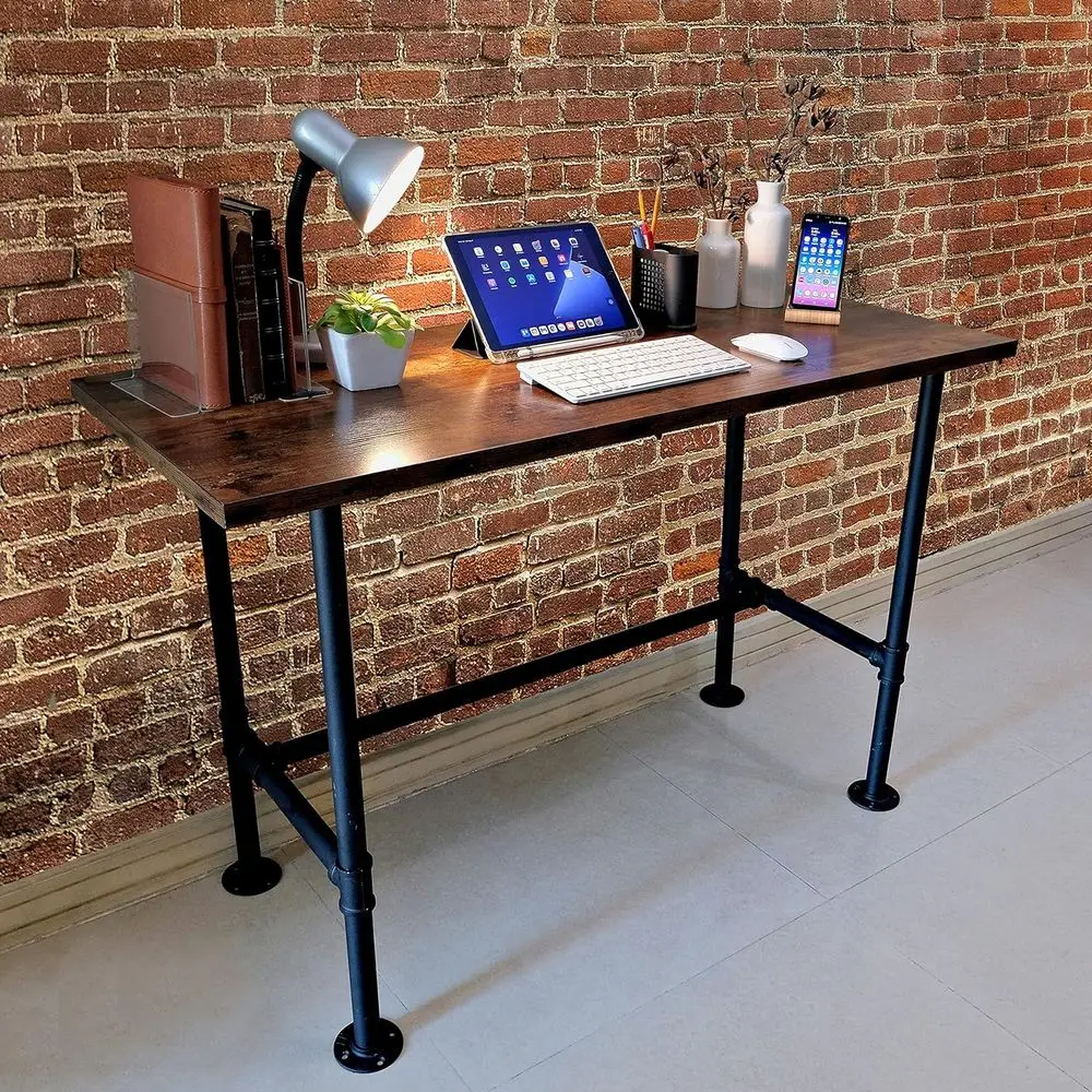 Home Office Rustic Industrial Pipe Desk, Modern Study Table for Computer Use