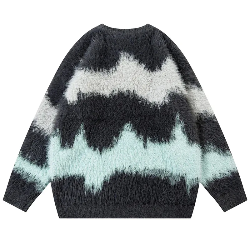 【Mirrordust】Vintage Oversized Sweaters Men Streetwear Harajuku Hip Hop Y2K Sweaters Knitted Jumpers Casual Loose Sweaters