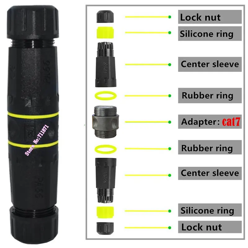 IP68 방수 방진 차폐 암-암 어댑터 커넥터, 10Gbps 8 핀 Rj45 암 이더넷 어댑터 커넥터