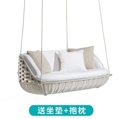 Outdoor Bird's Nest Rocking Chair Double Hanging Basket Balcony Swing Lazy Household Hammock Courtyard Chlorophytum Rattan Chair