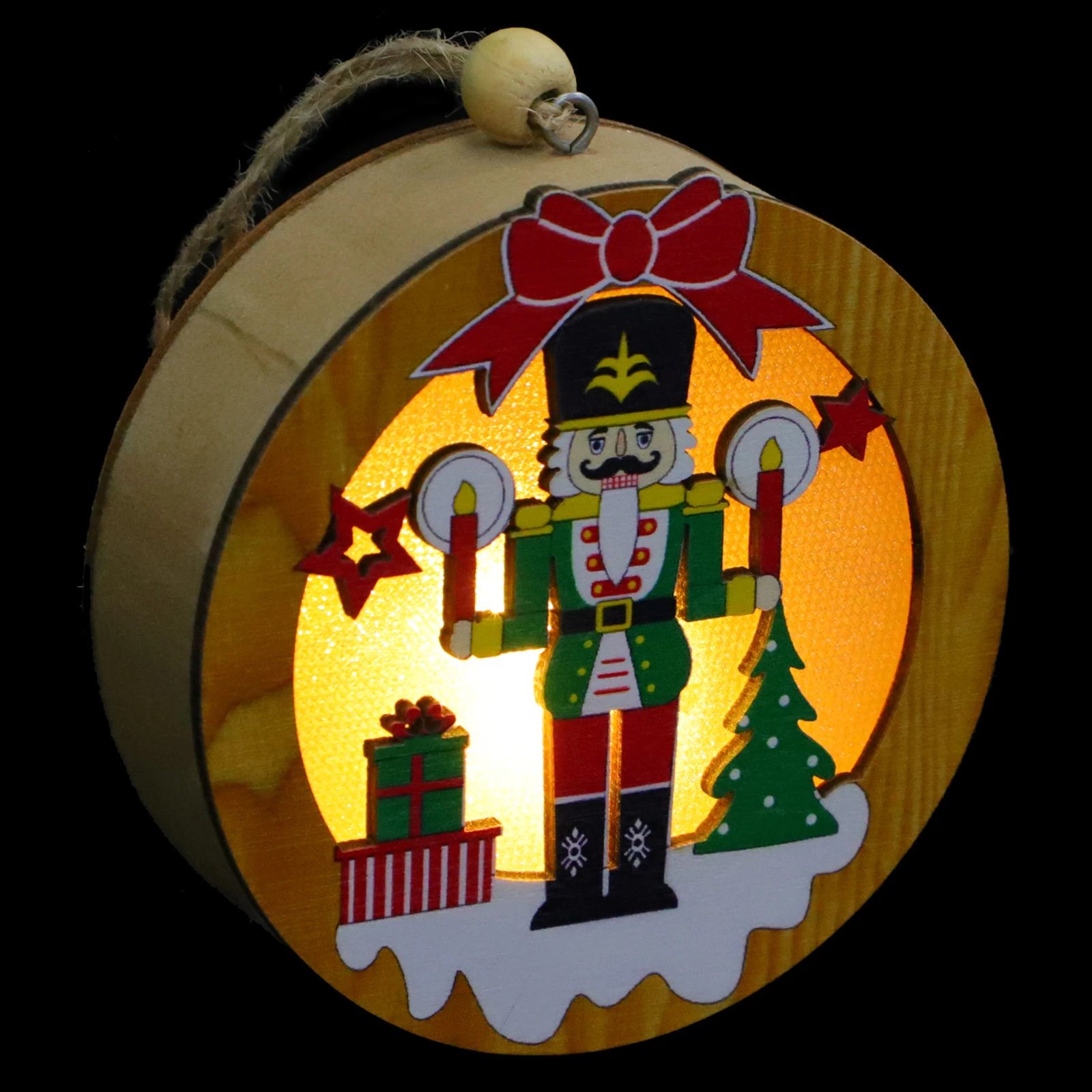 

1pc Christmas Tree Hanging Decor Wooden Nutcracker Soldier Pendant Lamp Small Xmas Ornament Festive Holiday Party Decoration