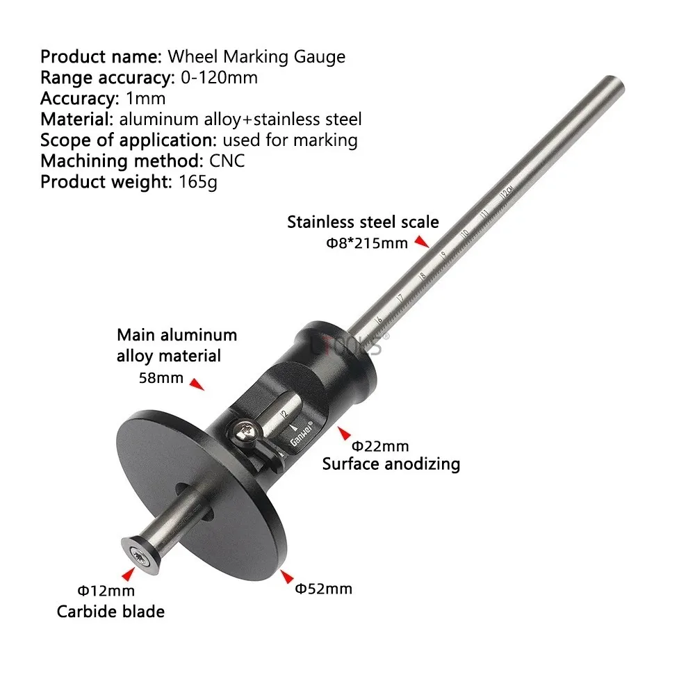 Woodworking Wheel Marking Scribing Tools Gauge Marking Scriber Solid Metal Bar Scribe Tool Blade Drawing Measuring Gauge Tools