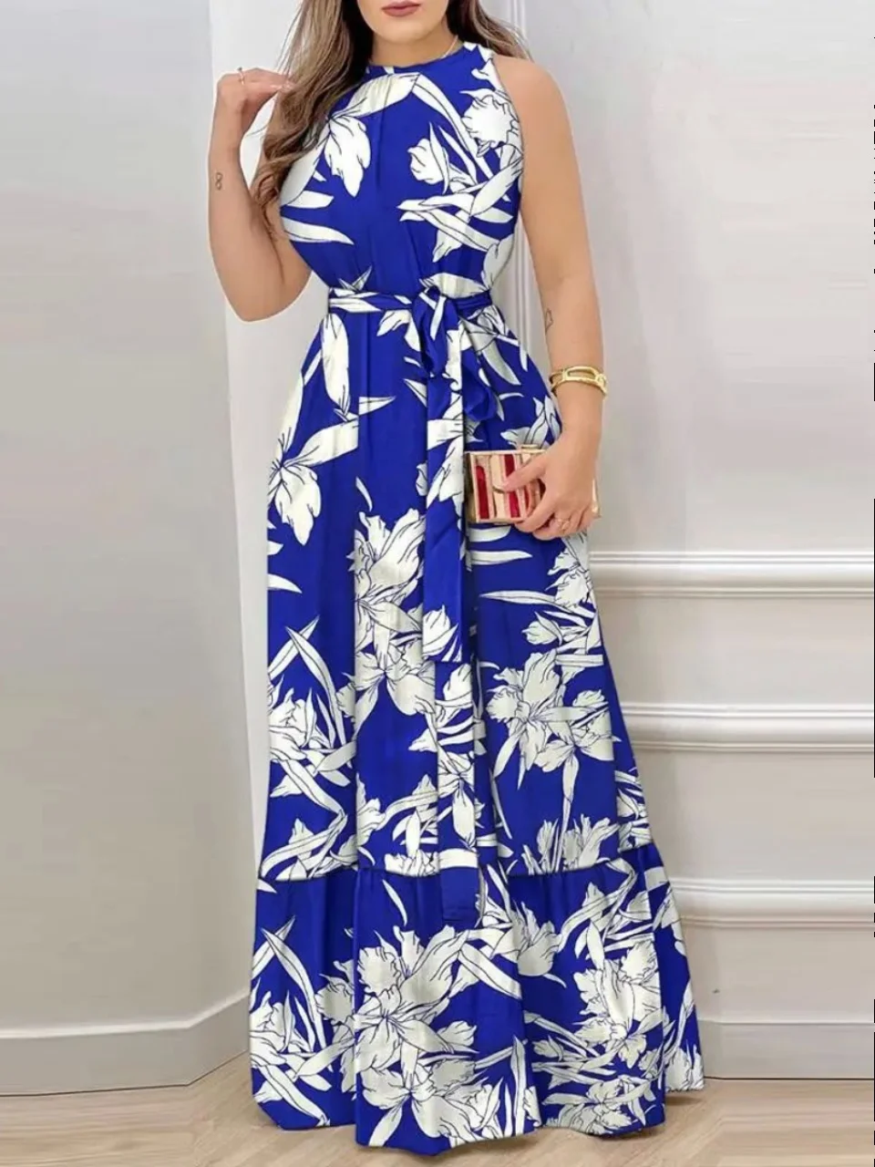 À lacets mi-longue ronde Ne Dr femmes Street Sle Midi Dr avec ceinture détail saison d'été dames Faion pièce unique