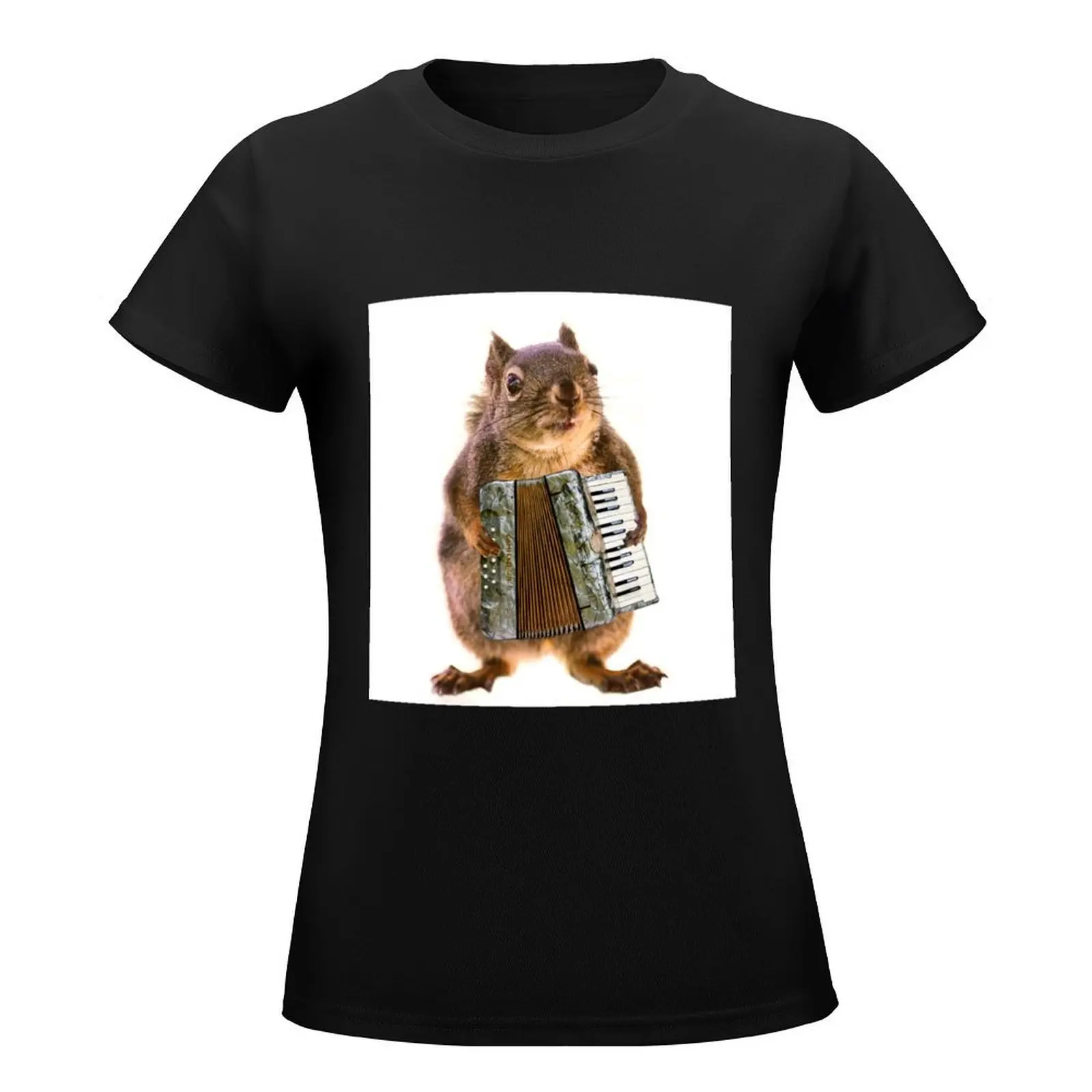 Squirrel Playing an Accordion T-Shirt summer top funny kawaii clothes t shirt dress Women