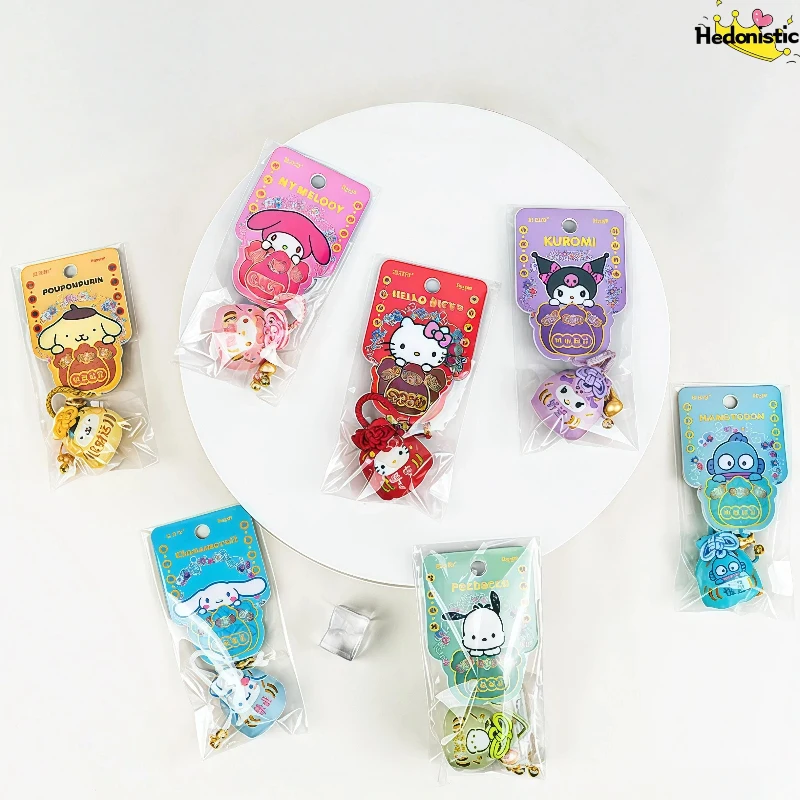 

Hello Kitty Nafu Lucky Bag Fun Cartoon Kuromi Big Ear Dog Keychain For Bag Backpack Notebook Car Decoration Pendant Party Gift