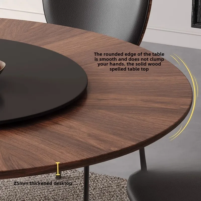 Medieval dining table parquet solid wood medieval round table chair carbon steel designer new small apartment rock slab round