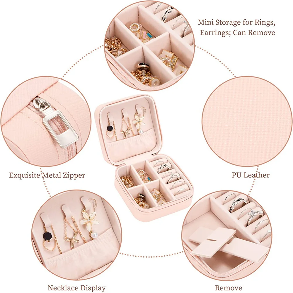 المحمولة السفر حلقة قلادة أقراط صندوق تخزين جديد الإبداعية المطبوعة نمط صندوق مجوهرات