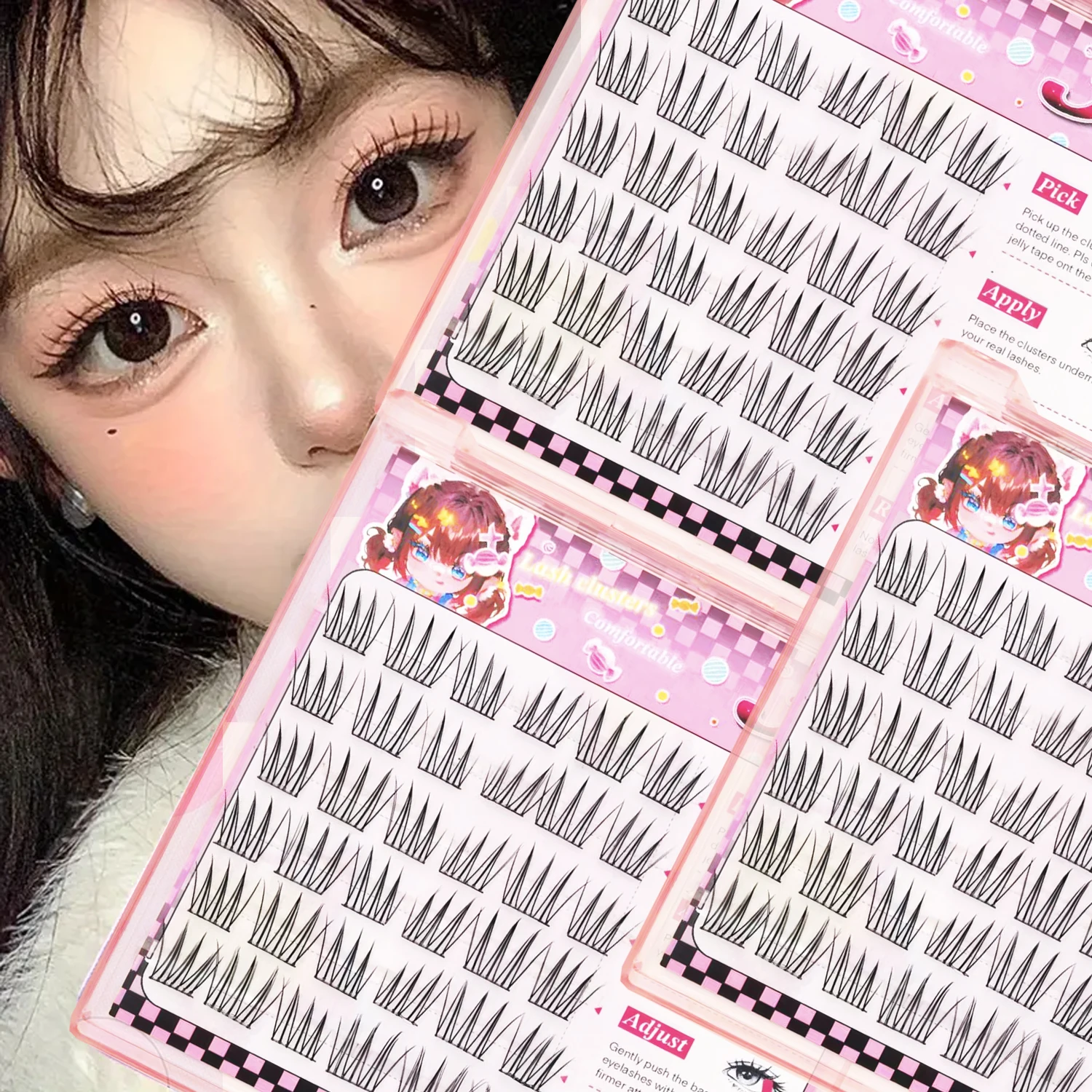 Self Adhesive Eyelashes Cluster Lashes No Glue Individual Lashes Soft Idol Lash Clusters Reusable Self Adhesive Lashes