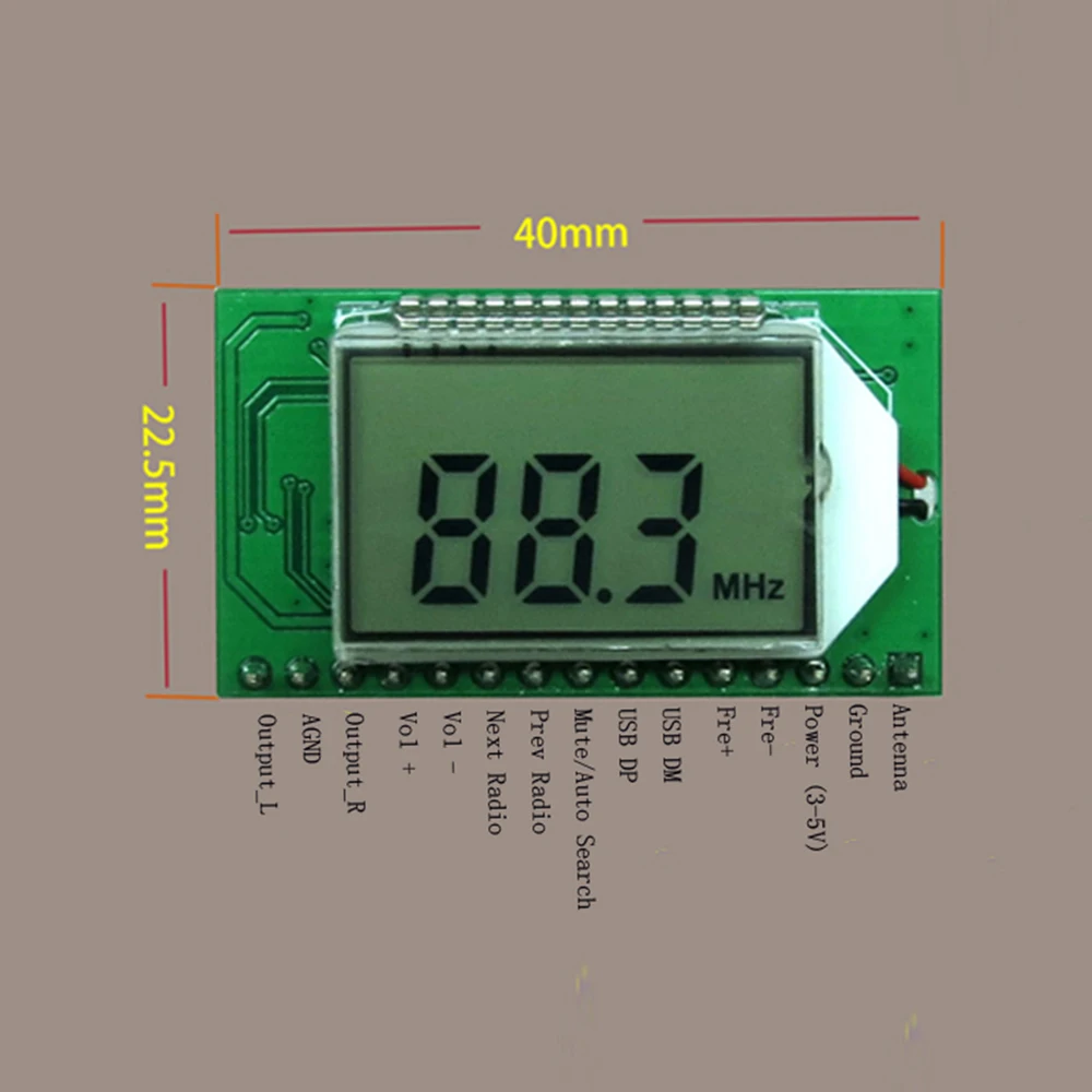 Modulo porta seriale ricevitore Audio Wireless per modulazione di frequenza FM Radio 3-5V 40mA Display LCD ricerca automatica della stazione