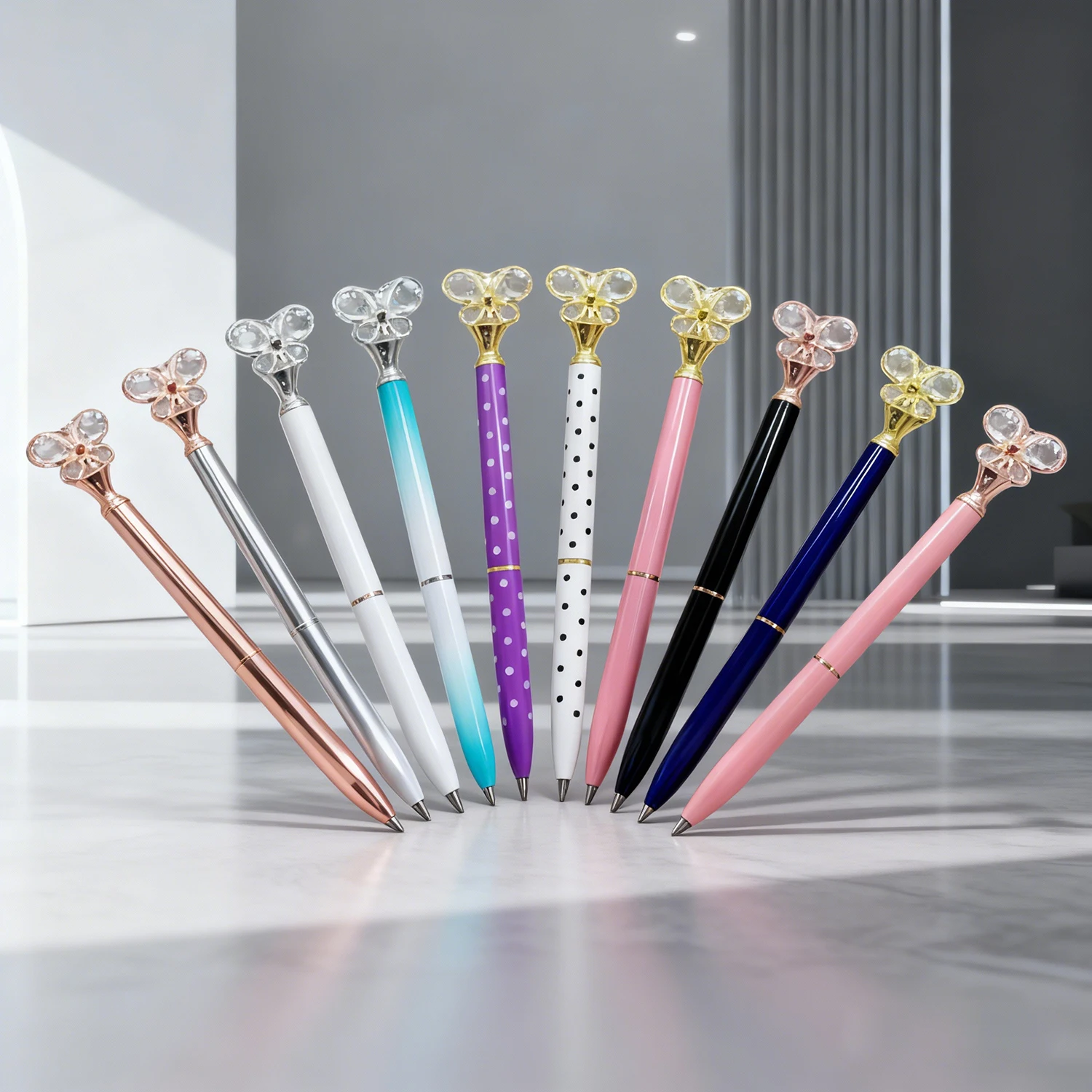 

Creative 0.7mm Butterfly Ballpoint Pen Artificial Crystal Multicolor Bullet Tip Ballpen Office School Business Pen Stationery