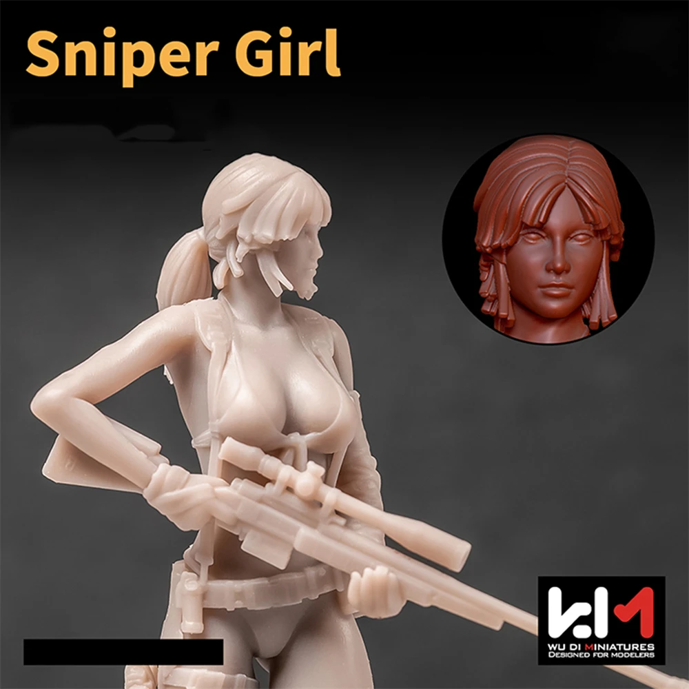 

1/35 Figure Model Highly Simulated Authentic Miniature Tiny 3D-Print Sniper Girl, Resin Figure Unpainted Model Kit