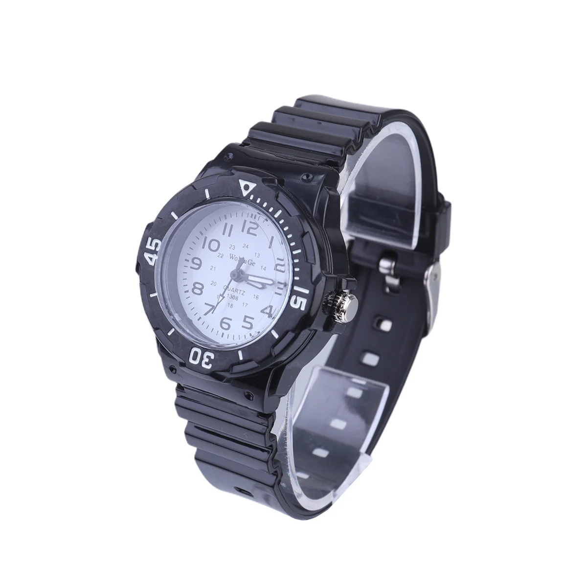 's Quartz Watch Silicone Band Black White No 4 Stylish Sporty Design for Reliable Accuracy Soft Strap