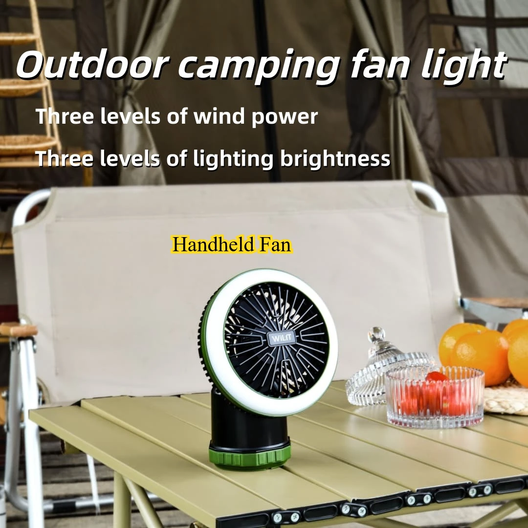 

WILIT LED Outdoor Camping Handheld Fan Portable USB Charging Dry Battery Tent Ceiling Fan with Hook Desk Lamp Office Student Use