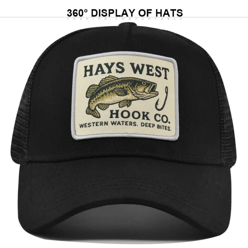 Cross-border fishing cap with embroidered logo and mesh baseball capHAYSSummer sunshade mesh hat, customizable hat for spring