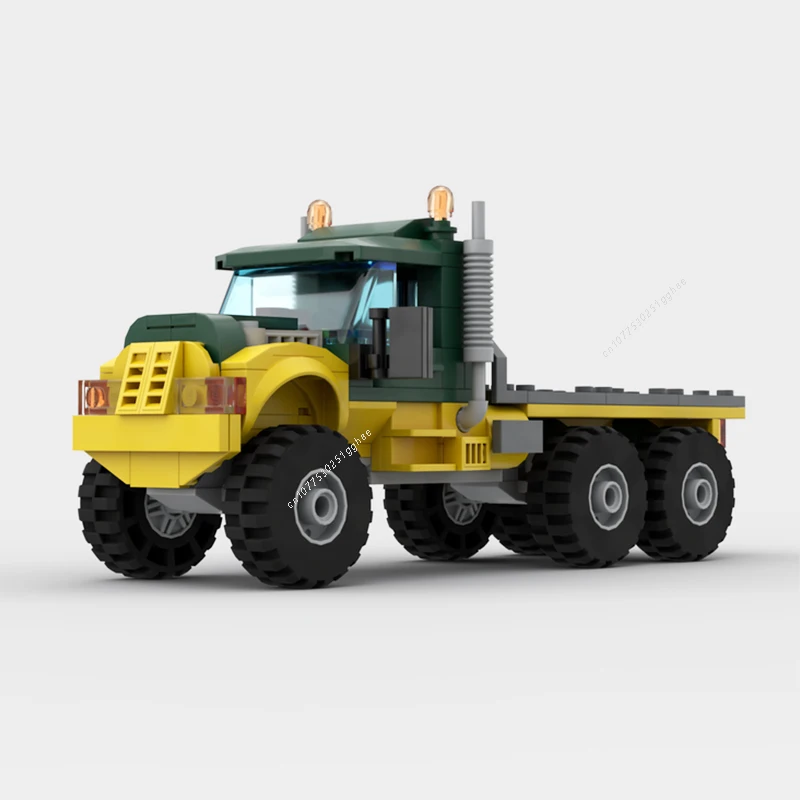 City Classical Vehicle 6-width Large Flatbed Truck Building Blocks Model Bricks Display Collection Children's Toys Gifts